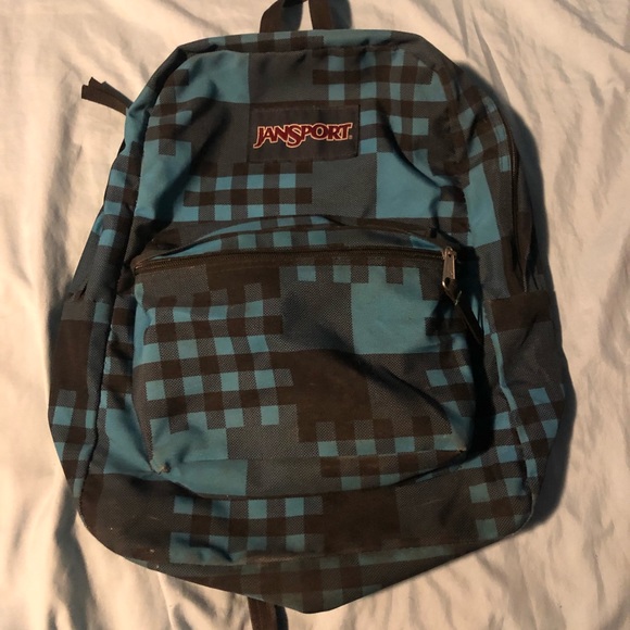 Jansport Checkered Blue BackPack - Picture 1 of 3